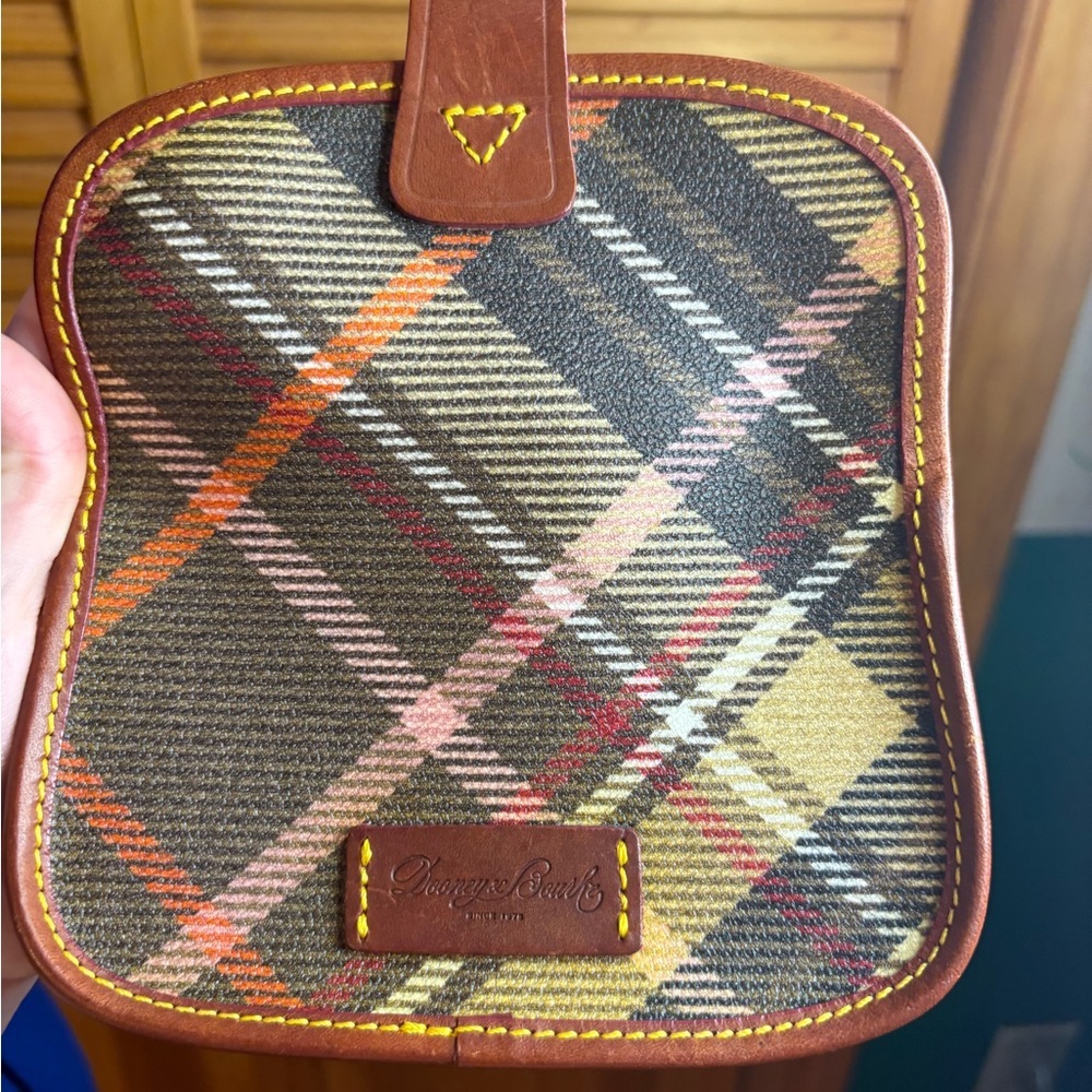 Dooney & Bourke Plaid wristlet - Brown, Tan, Yellow. Strap missing.